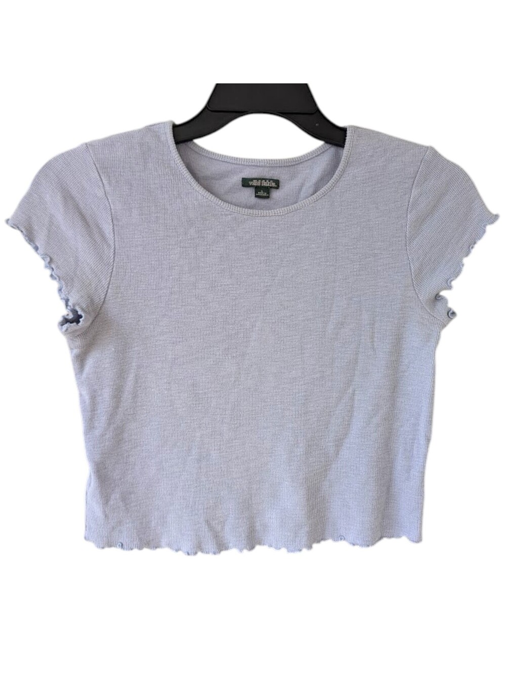 Wild Fable L Crop Top Lavender Purple Waffle Knit Lettuce Hem Tee 16.5x18.5
